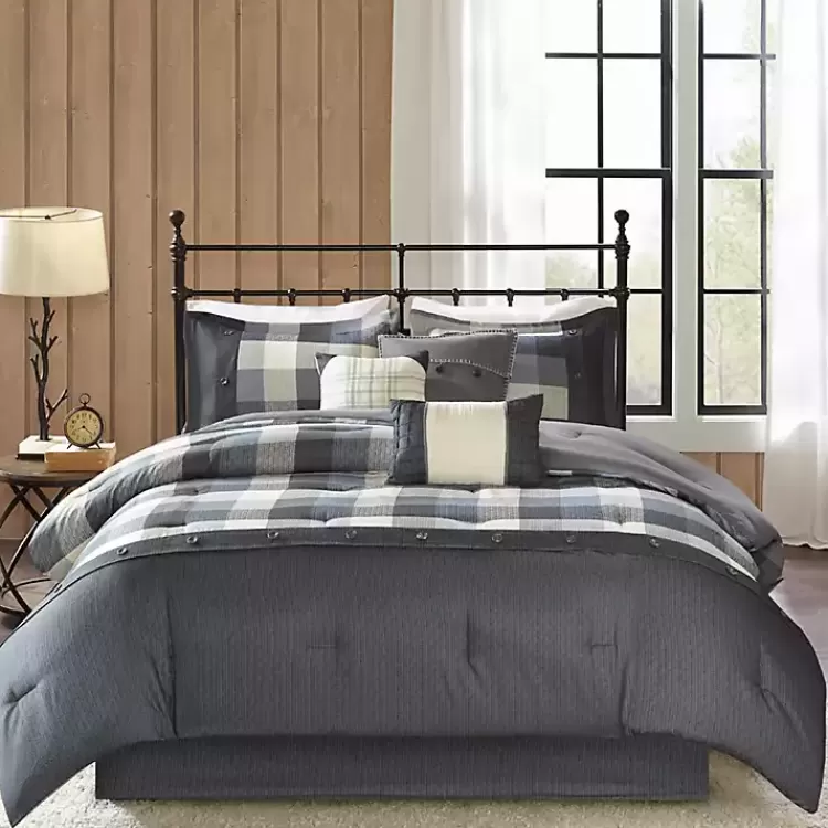 Gray Buffalo Herringbone Queen 7-pc. Comforter Set>Kirklands Home New