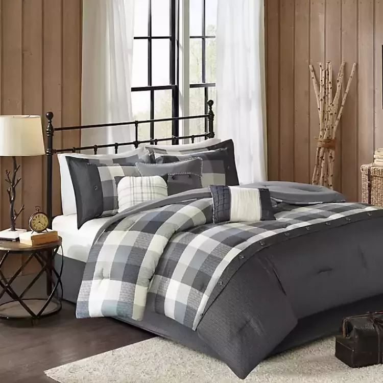 Gray Buffalo Herringbone Queen 7-pc. Comforter Set>Kirklands Home New