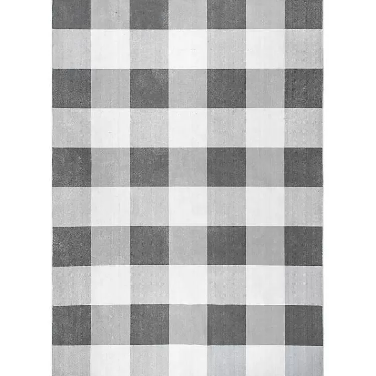 Gray Buffalo Plaid Washable Area Rug, 5x8>Kirklands Home Fashion