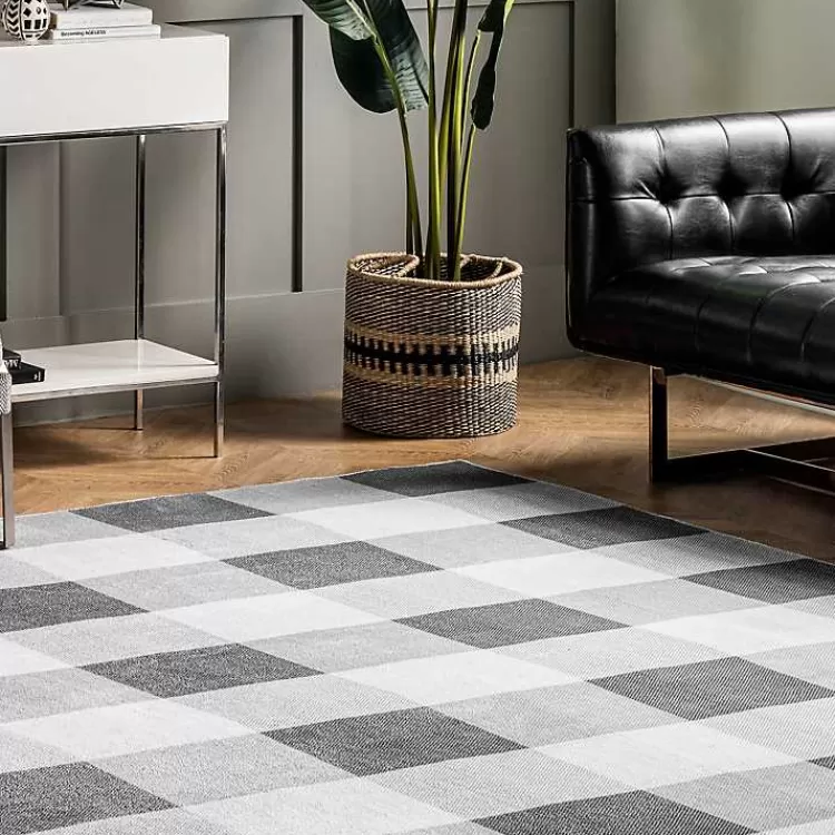gray_buffalo_plaid_washable_area_rug_x_4.webp Gray Buffalo Plaid Washable Area Rug, 4x6>Kirklands Home Outlet