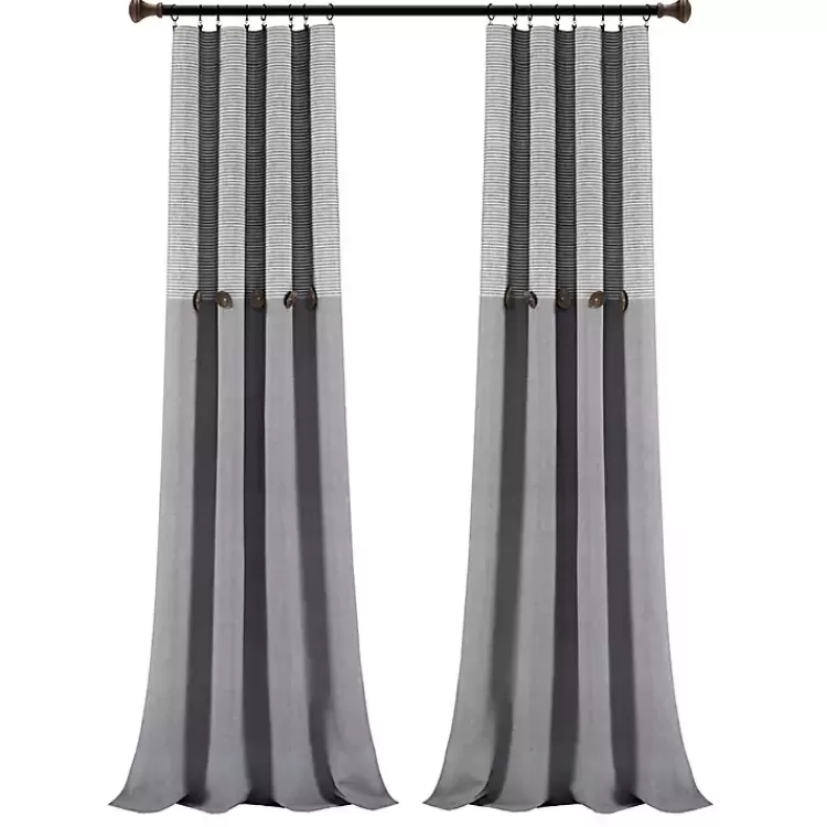 gray_button_and_stripe_curtain_panel_set__in_5.webp Gray Button and Stripe Curtain Panel Set, 95 in.>Kirklands Home Cheap