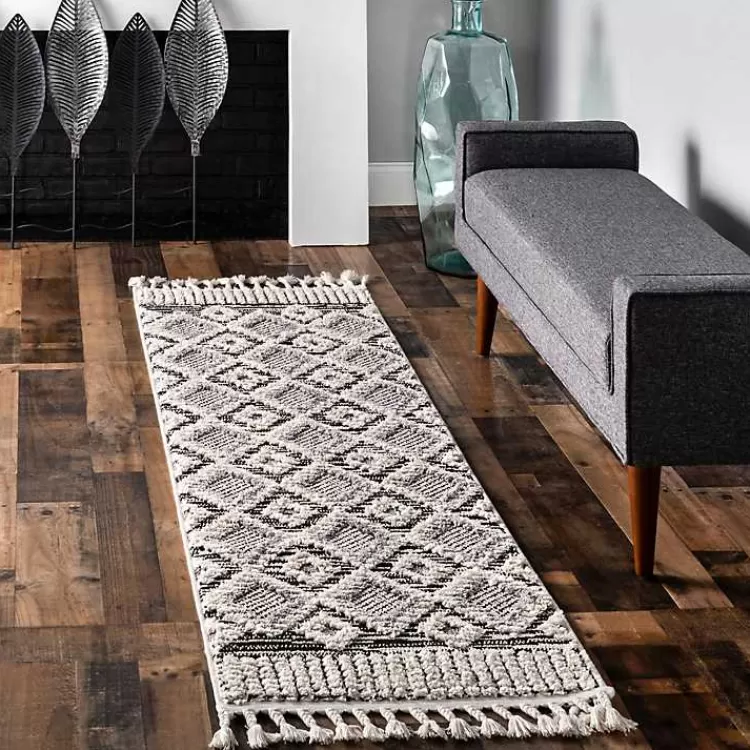 gray_checkered_tiles_area_rug_with_tassels_x_4.webp Gray Checkered Tiles Area Rug with Tassels, 5x7>Kirklands Home Discount
