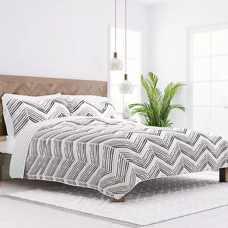 Gray Chevron Reversible 3-pc. Queen Quilt Set>Kirklands Home New