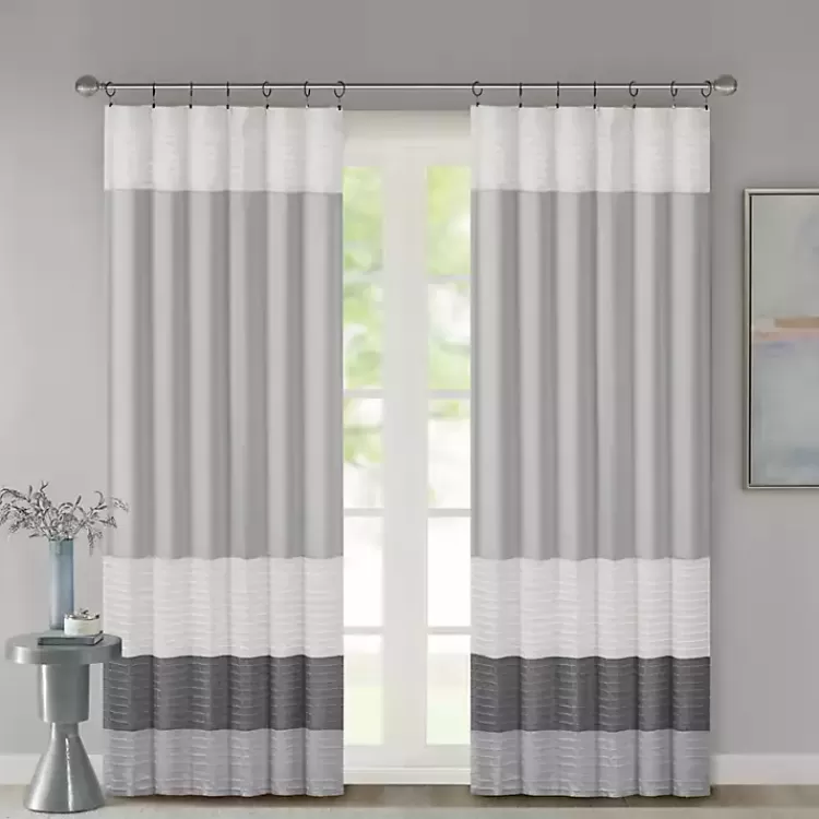 Gray Color Block Striped Curtain Panel, 84 in.>Kirklands Home Cheap