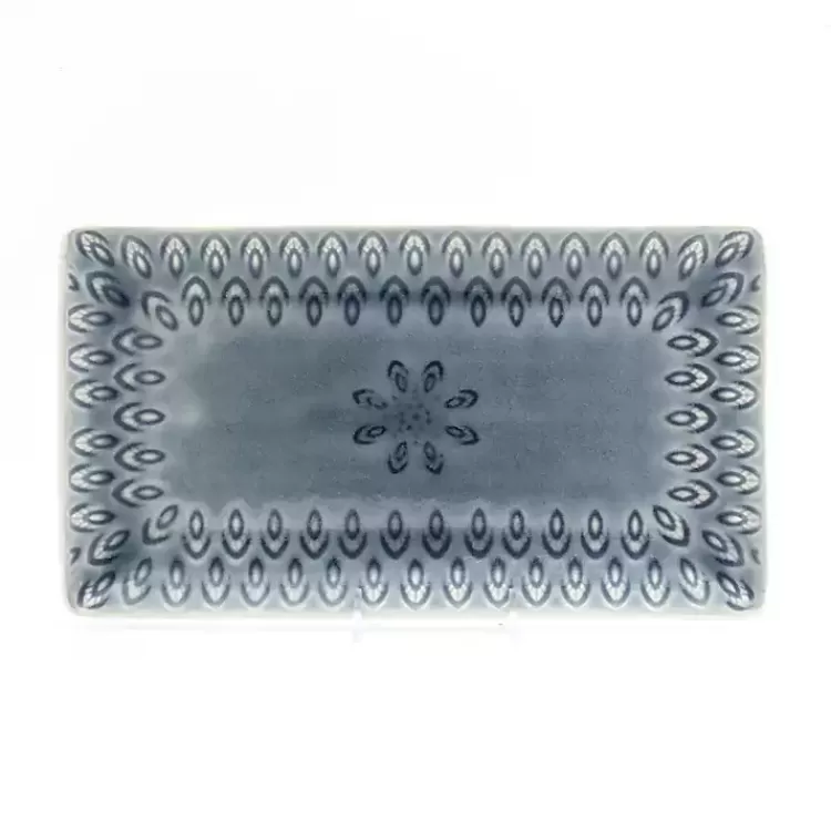 Crackle Glaze Peacock Rectangular Platter>Kirklands Home Clearance
