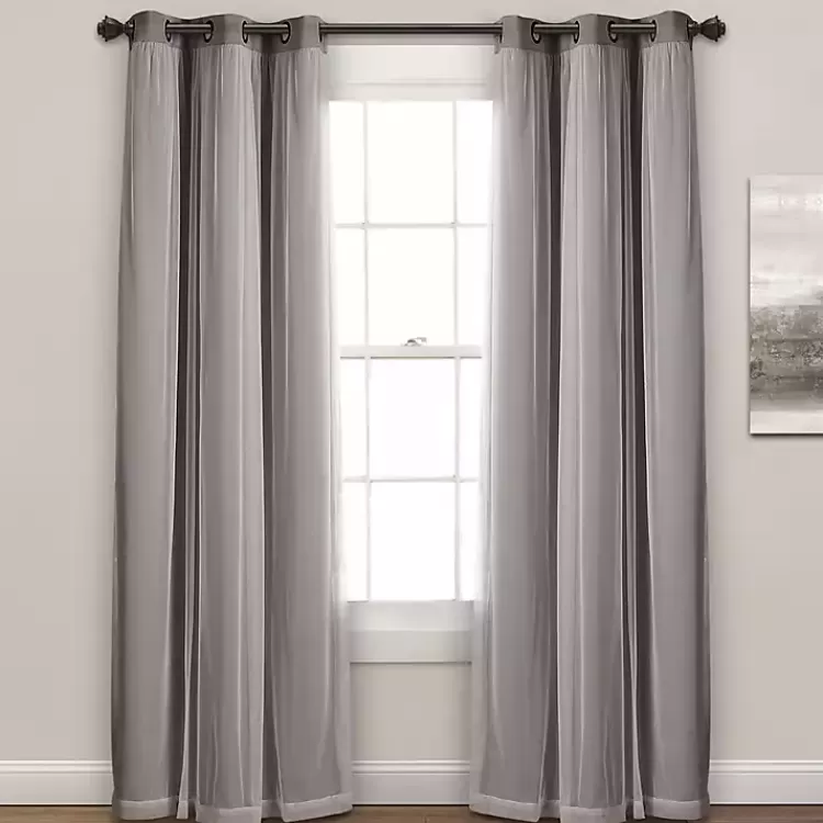 Curtain Panel Set with Overlay, 84 in.>Kirklands Home Cheap