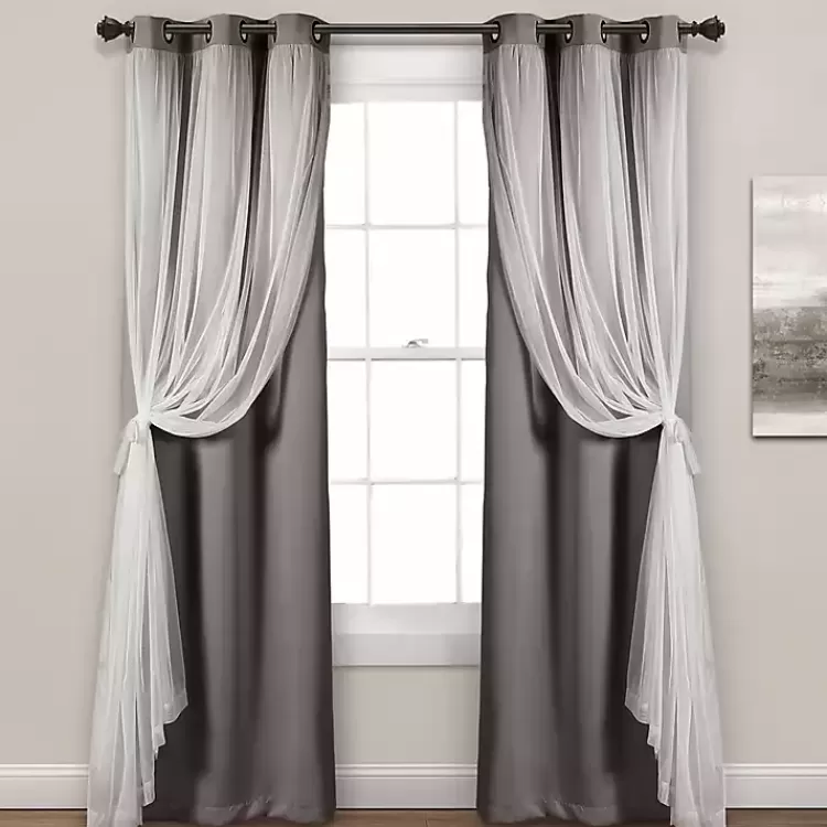 Curtain Panel Set with Overlay, 84 in.>Kirklands Home Cheap