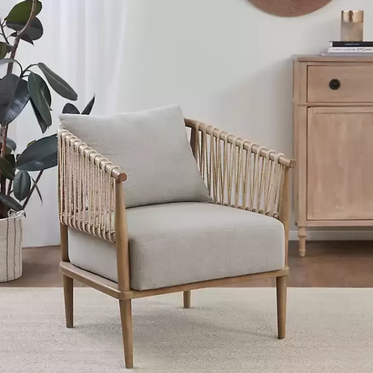 Curved Wood and Jute Rope Accent Chair>Kirklands Home Discount