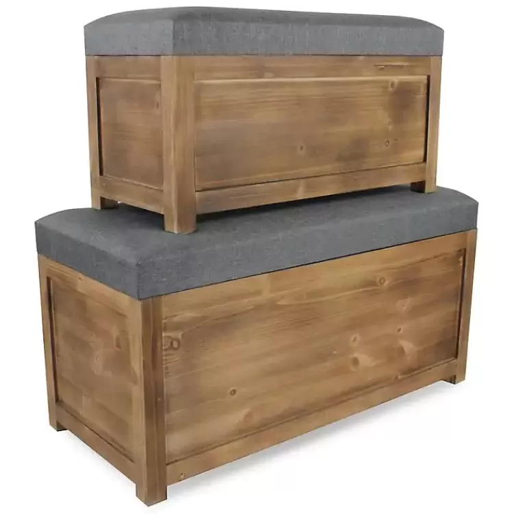 gray_cushioned_storage_benches_set_of__3.webp Cushioned Storage Benches, Set of 2>Kirklands Home New