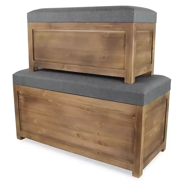 gray_cushioned_storage_benches_set_of__4.webp Cushioned Storage Benches, Set of 2>Kirklands Home New
