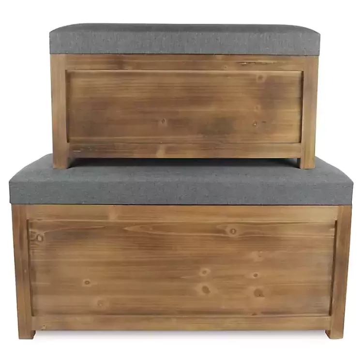 gray_cushioned_storage_benches_set_of__5.webp Cushioned Storage Benches, Set of 2>Kirklands Home New