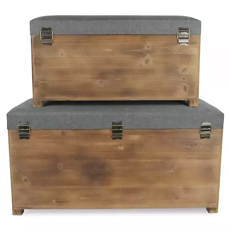 gray_cushioned_storage_benches_set_of__6.webp Cushioned Storage Benches, Set of 2>Kirklands Home New