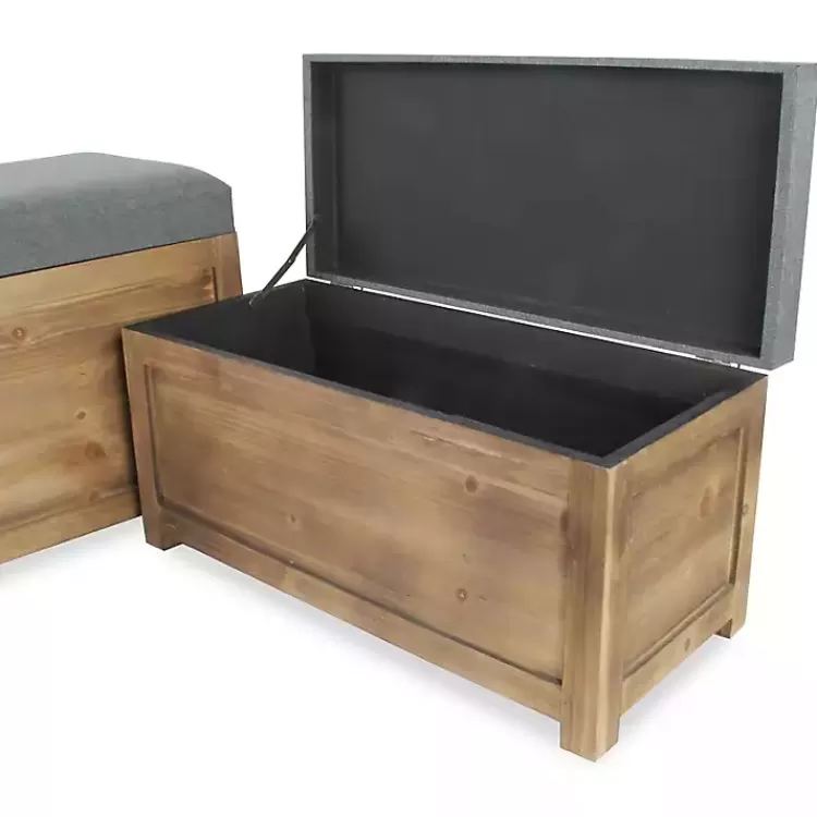 gray_cushioned_storage_benches_set_of__7.webp Cushioned Storage Benches, Set of 2>Kirklands Home New