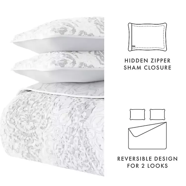gray_damask_reversible_pc_queen_quilt_set_7.webp Gray Damask Reversible 3-pc. Queen Quilt Set>Kirklands Home New