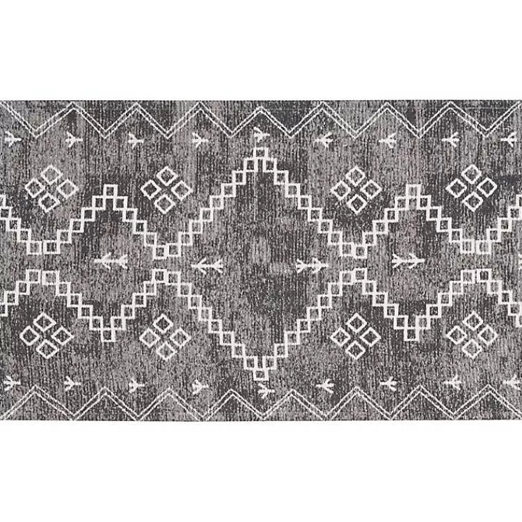 Gray Distressed Geo Markings Accent Rug, 2x3>Kirklands Home Sale