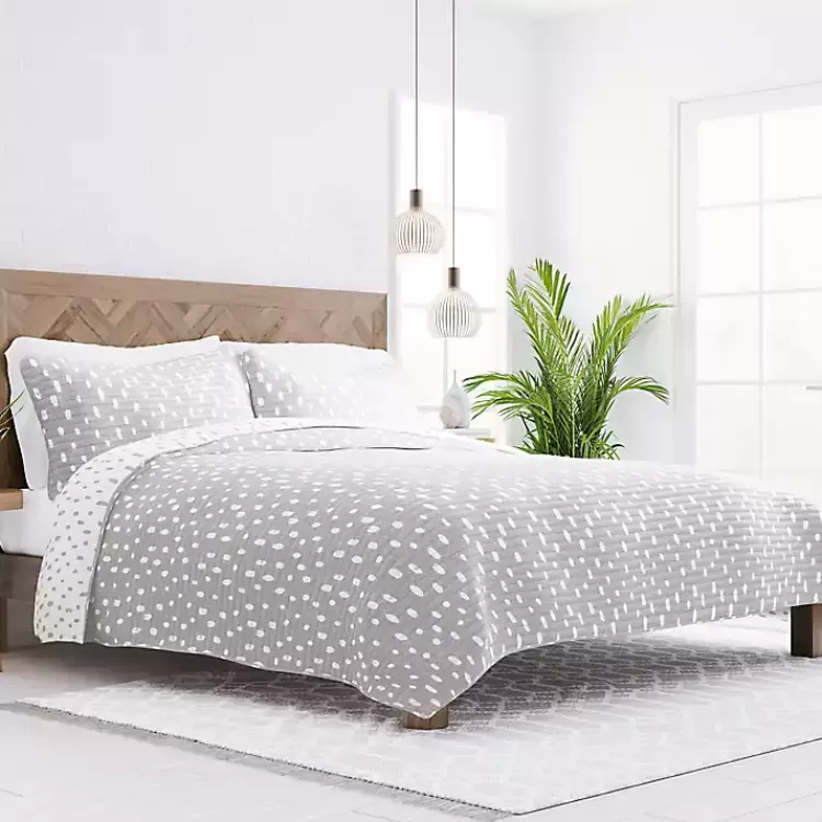 Gray Dotted Reversible 2-pc. Twin Quilt Set>Kirklands Home Cheap