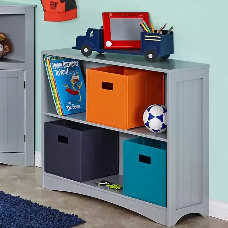 Gray Double Shelf Wooden Bookcase>Kirklands Home Store