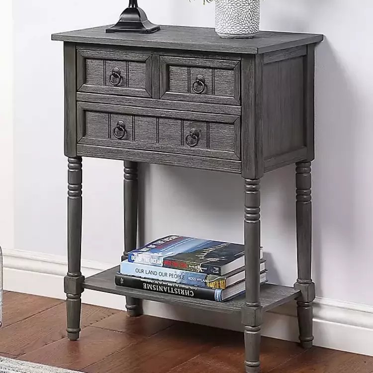 3-Drawer Turned Legs Accent Table>Kirklands Home Clearance