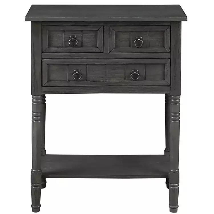 gray_drawer_turned_legs_accent_table_3.webp 3-Drawer Turned Legs Accent Table>Kirklands Home Clearance