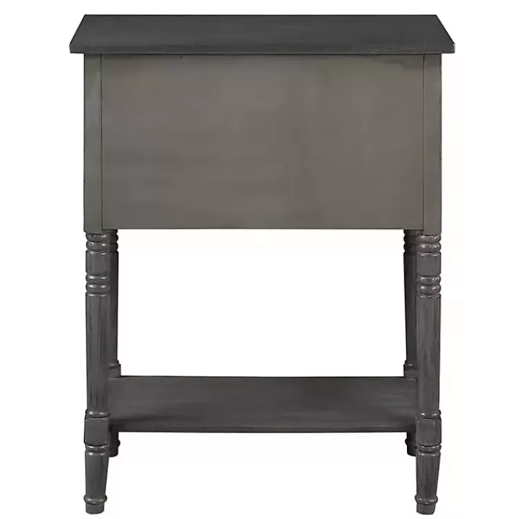 gray_drawer_turned_legs_accent_table_5.webp 3-Drawer Turned Legs Accent Table>Kirklands Home Clearance