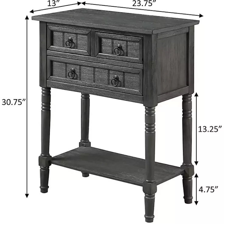 gray_drawer_turned_legs_accent_table_8.webp 3-Drawer Turned Legs Accent Table>Kirklands Home Clearance