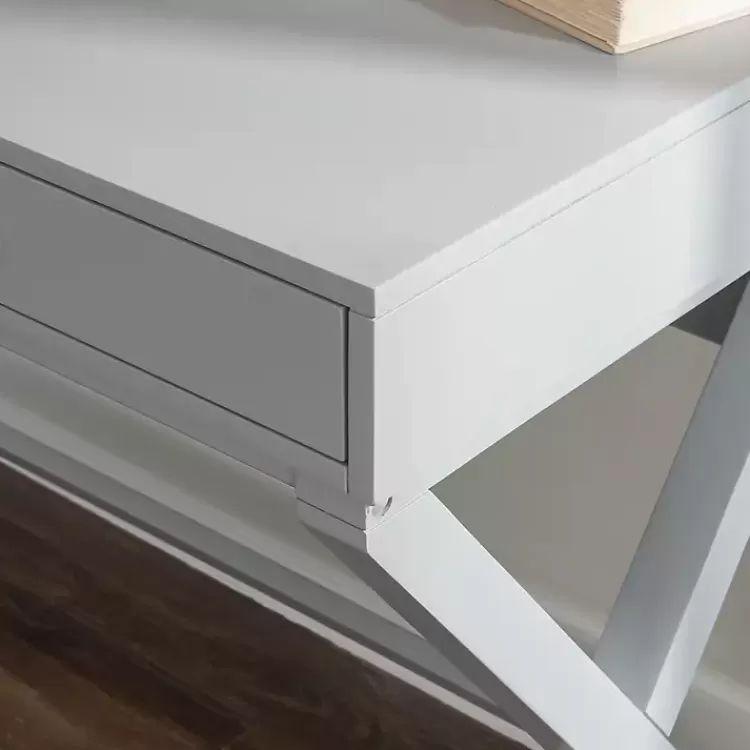 gray_drawer_xframe_desk_5.webp 2-Drawer X-Frame Desk>Kirklands Home Fashion