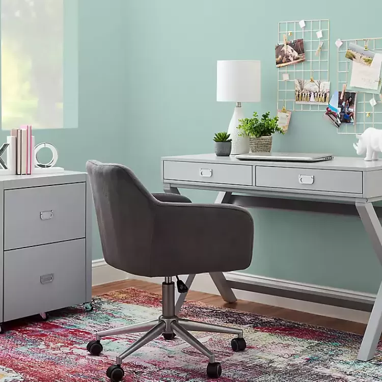 gray_drawer_xframe_desk_6.webp 2-Drawer X-Frame Desk>Kirklands Home Fashion