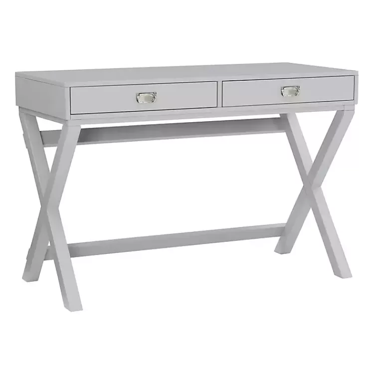 gray_drawer_xframe_desk_7.webp 2-Drawer X-Frame Desk>Kirklands Home Fashion