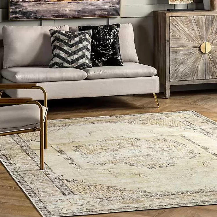Gray Faded Medallion Washable Area Rug, 5x8>Kirklands Home Flash Sale