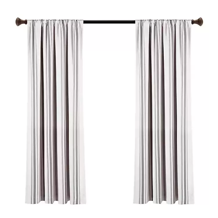 Gray Farmhouse Stripe Curtain Panels, Set of 2>Kirklands Home Shop