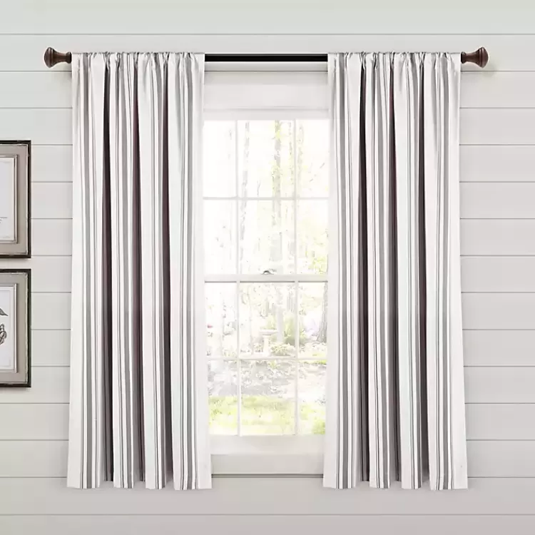 Gray Farmhouse Stripe Curtain Panels, Set of 2>Kirklands Home Shop