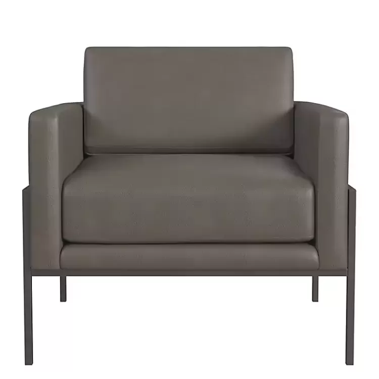 Faux Leather Black Metal Accent Chair>Kirklands Home Store
