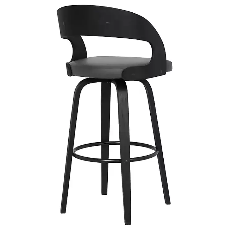 gray_faux_leather_black_wood_sally_counter_stool_3.webp Faux Leather Black Wood Sally Counter Stool>Kirklands Home Best