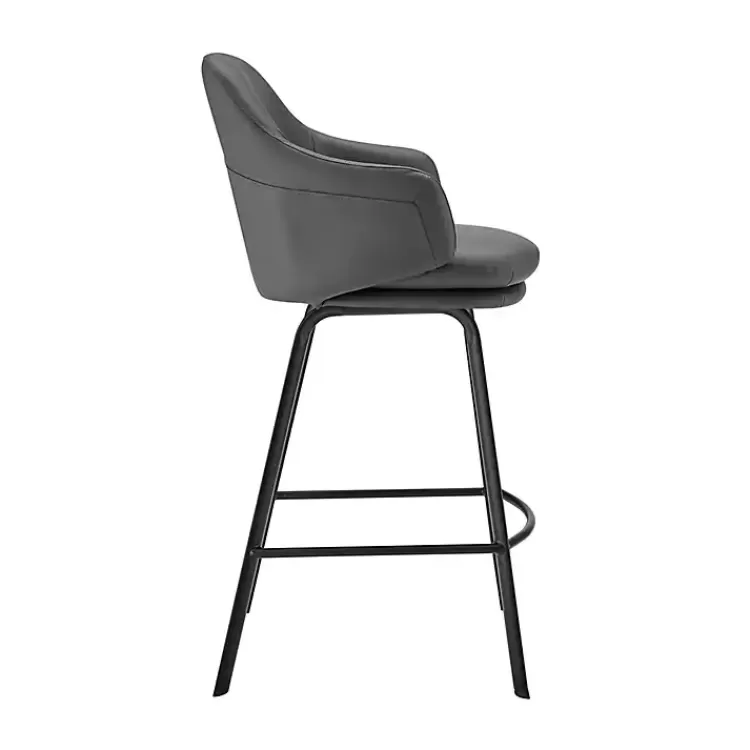 gray_faux_leather_brigden_swivel_counter_stool_2.webp Faux Leather Brigden Swivel Counter Stool>Kirklands Home Online