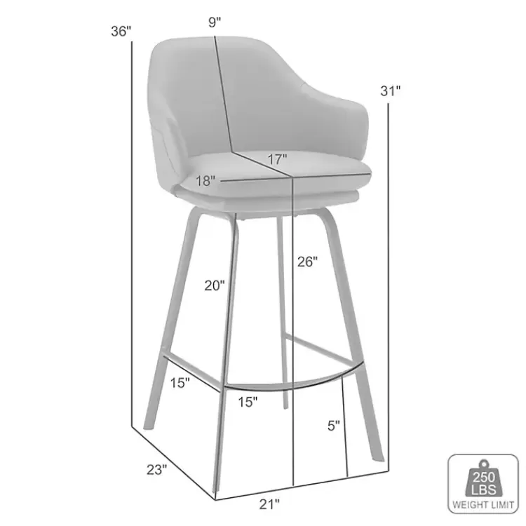 gray_faux_leather_brigden_swivel_counter_stool_6.webp Faux Leather Brigden Swivel Counter Stool>Kirklands Home Online