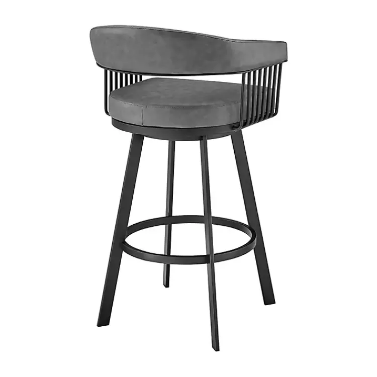 gray_faux_leather_chelsea_swivel_bar_stool_2.webp Faux Leather Chelsea Swivel Bar Stool>Kirklands Home Hot