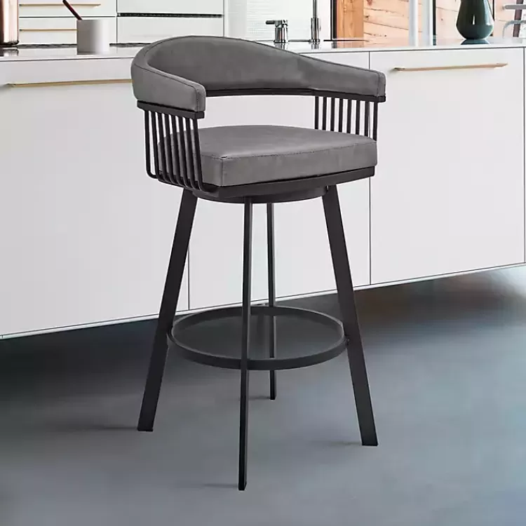 gray_faux_leather_chelsea_swivel_bar_stool_7.webp Faux Leather Chelsea Swivel Bar Stool>Kirklands Home Hot