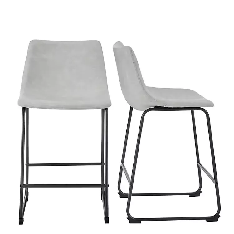 gray_faux_leather_counter_stools_set_of__2.webp Faux Leather Counter Stools, Set of 2>Kirklands Home Discount