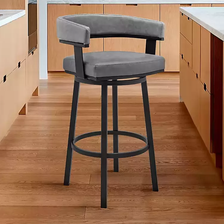 gray_faux_leather_lorin_swivel_counter_stool_10.webp Faux Leather Lorin Swivel Counter Stool>Kirklands Home Outlet