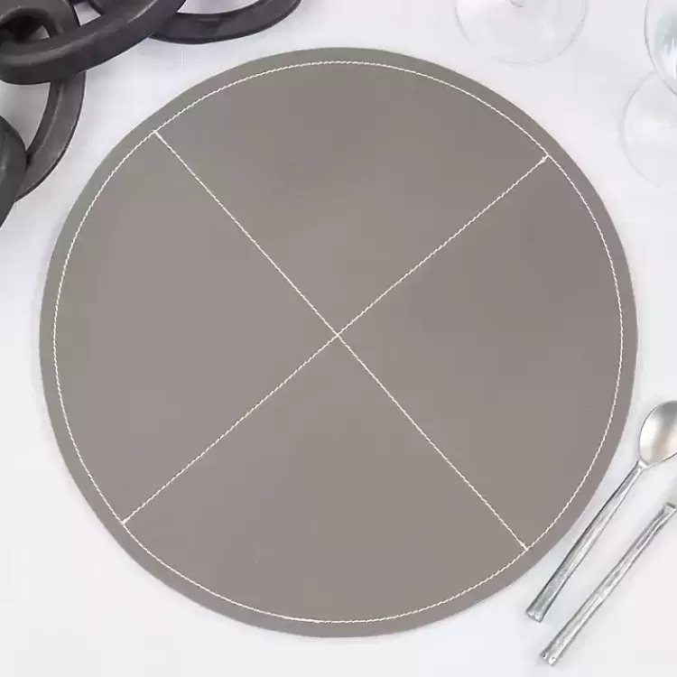 gray_faux_leather_placemats_set_of__2.webp Faux Leather Placemats, Set of 4>Kirklands Home Fashion