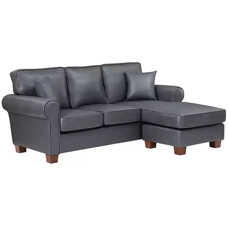Faux Leather Rolled Arm Sectional>Kirklands Home Online