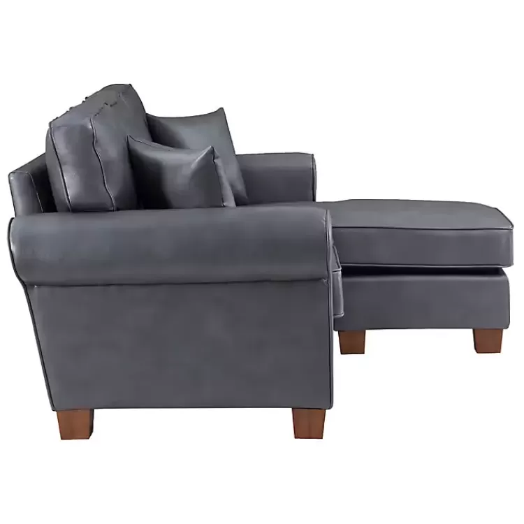 gray_faux_leather_rolled_arm_sectional_3.webp Faux Leather Rolled Arm Sectional>Kirklands Home Online
