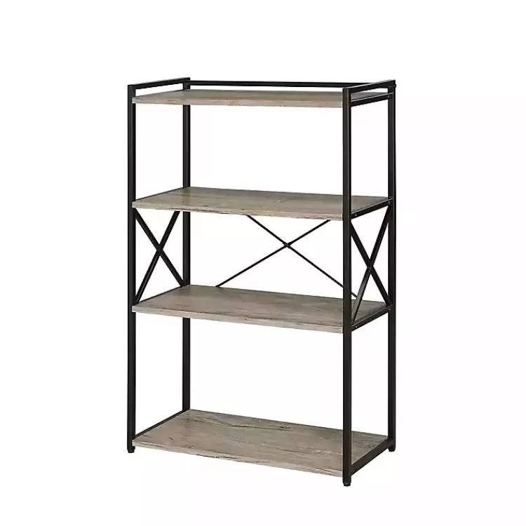 gray_finish_x_frame_open_shelf_bookcase_2.webp Gray Finish X Frame Open Shelf Bookcase>Kirklands Home Cheap