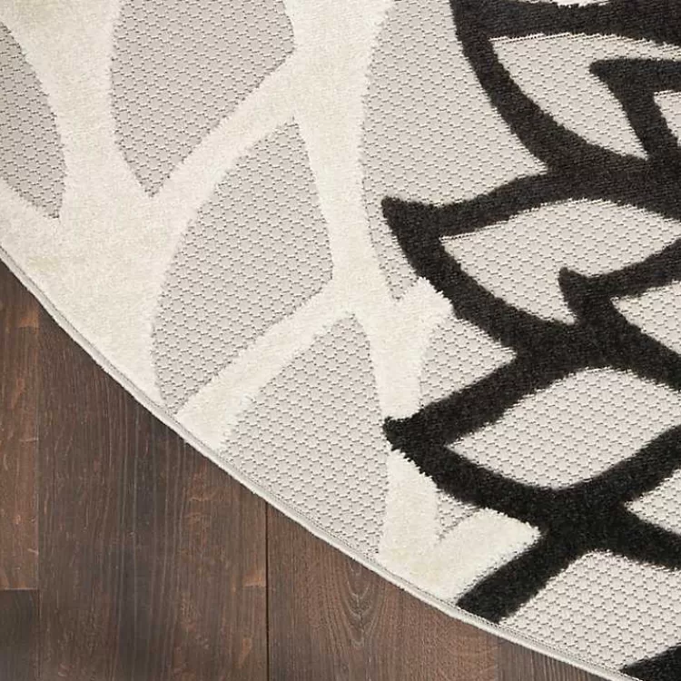 Gray Floral Burst Round Outdoor Area Rug>Kirklands Home Best