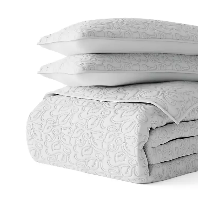 gray_floral_stitch_pc_king_quilt_set_2.webp Floral Stitch 3-pc. King Quilt Set>Kirklands Home Hot