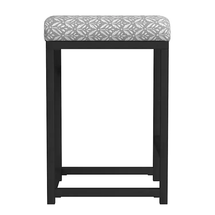 gray_floral_upholstered_counter_stool_2.webp Gray Floral Upholstered Counter Stool>Kirklands Home Best Sale
