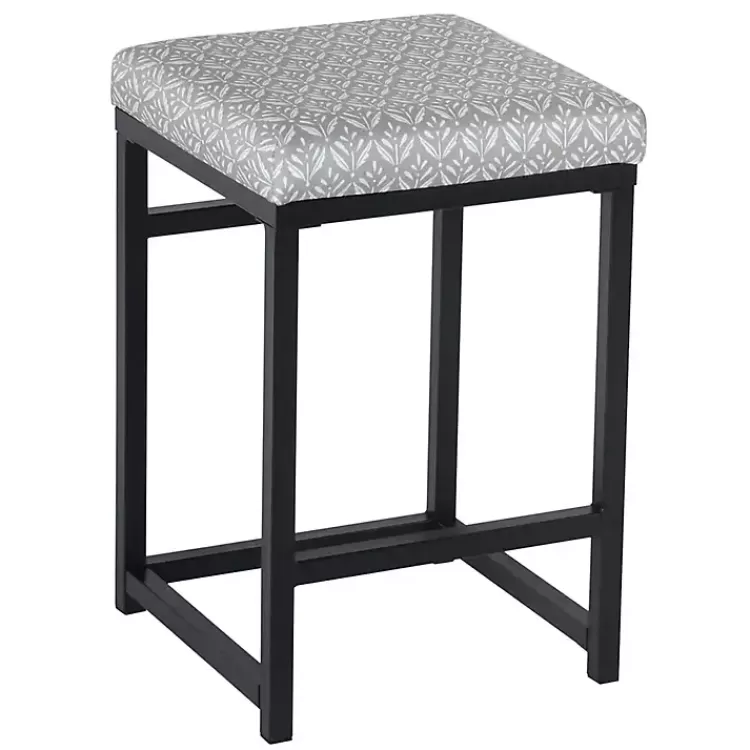 gray_floral_upholstered_counter_stool_3.webp Gray Floral Upholstered Counter Stool>Kirklands Home Best Sale