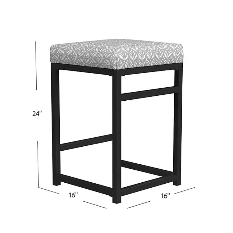 gray_floral_upholstered_counter_stool_4.webp Gray Floral Upholstered Counter Stool>Kirklands Home Best Sale