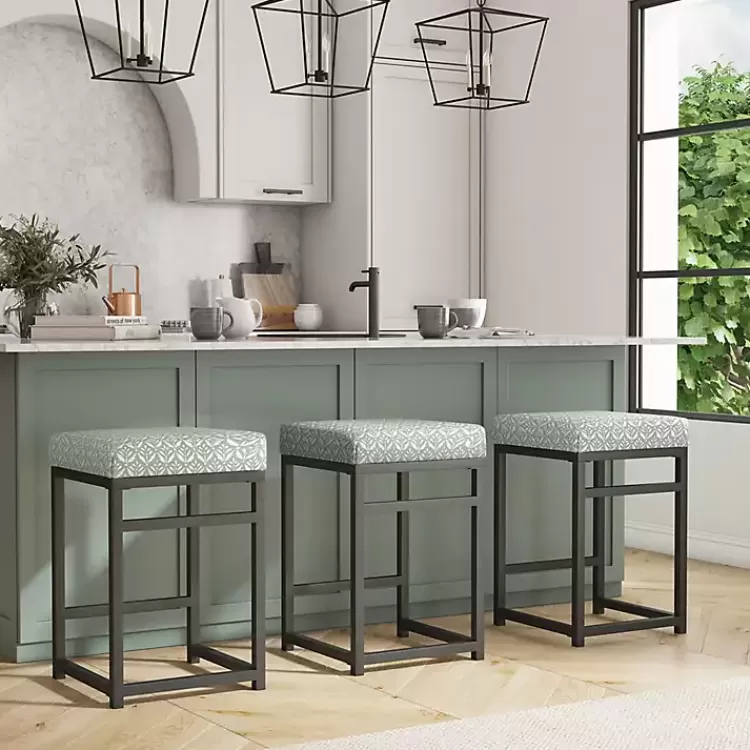 gray_floral_upholstered_counter_stool_5.webp Gray Floral Upholstered Counter Stool>Kirklands Home Best Sale