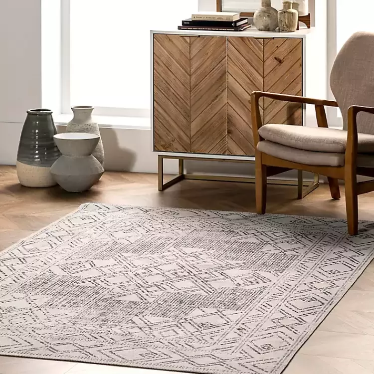 Gray Geometric Medallion Washable Runner>Kirklands Home New